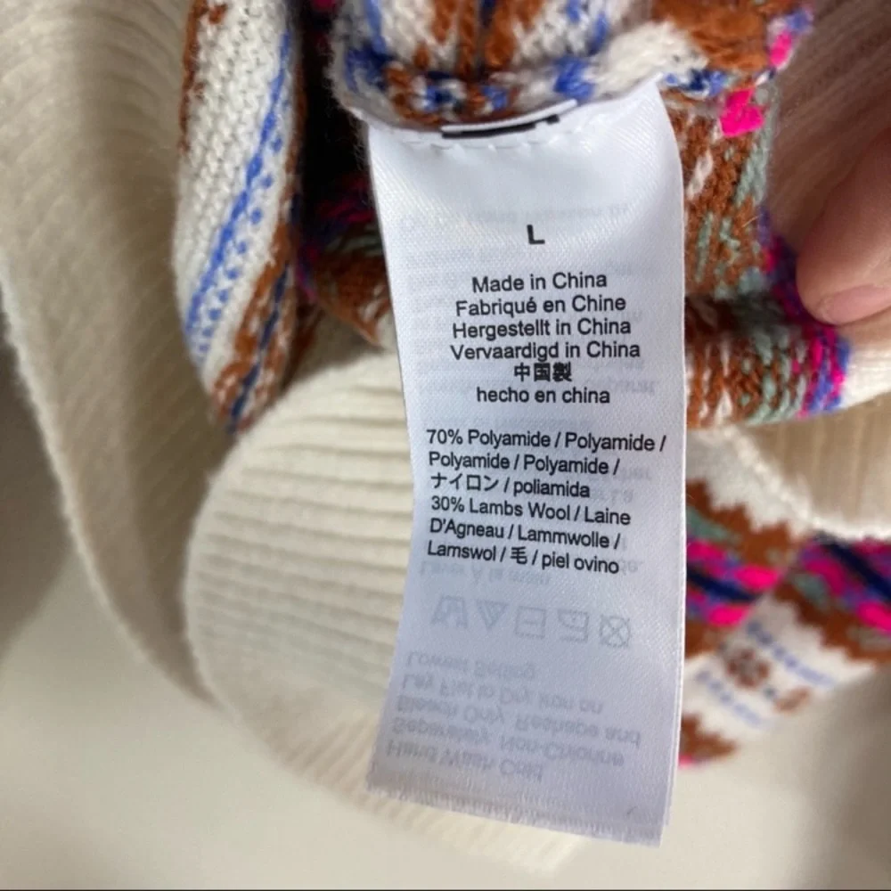 J. Crew Striped Fair Isle Crewneck Sweater Pullover Women’s Sz‎ Large NWOT